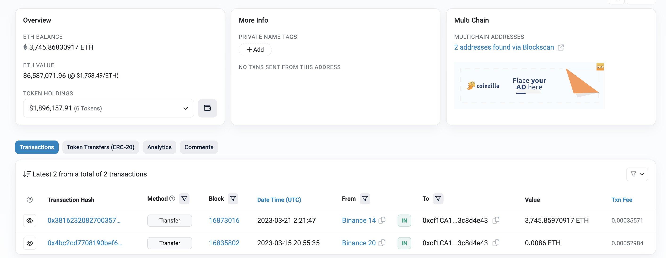 某巨鲸地址从币安提走近 4050 万美元加密资产，包括 1149 枚 BTC