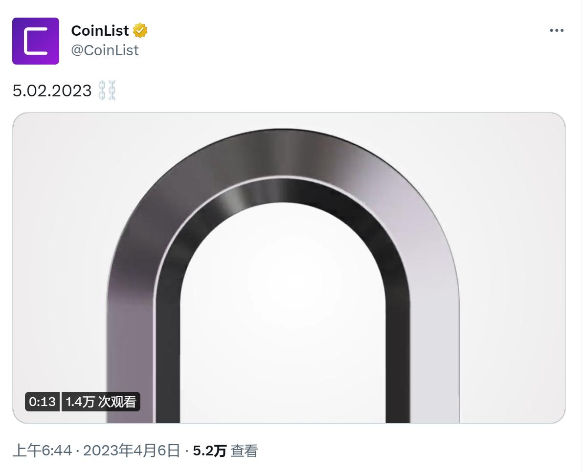CoinList 发布“5.02”大事件预告，有推特用户推测 CoinList 或将在当天进行 Sui 公募