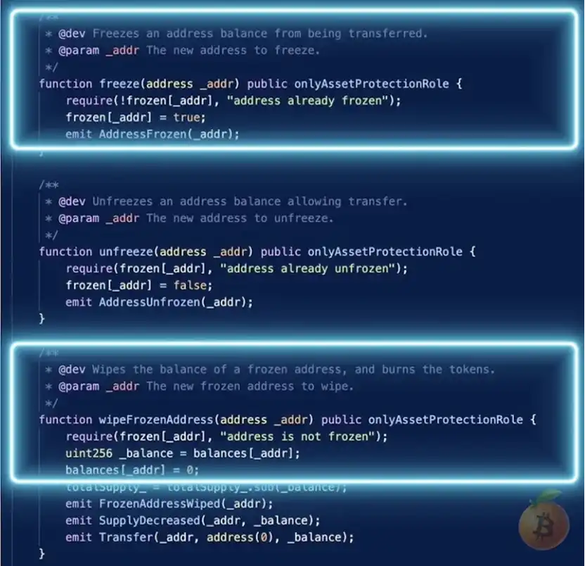 Paypal稳定币代码中隐藏功能：可以冻结资产和清除地址