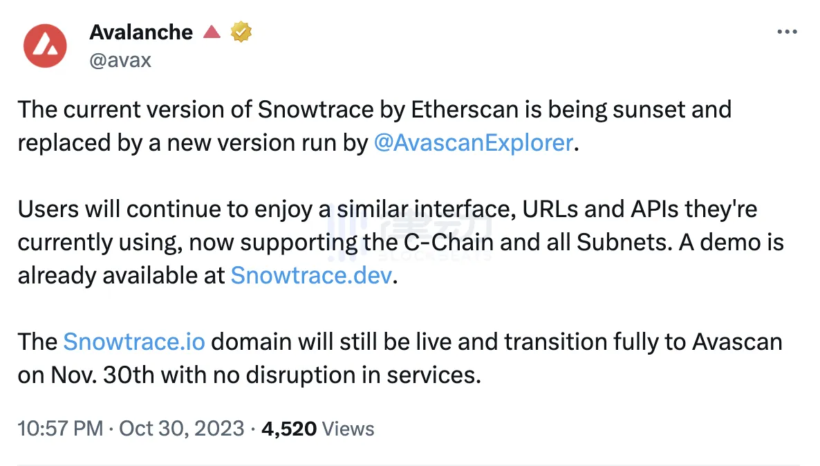 Avalanche停用Snowtrace浏览器，产品迭代还是费用太高？