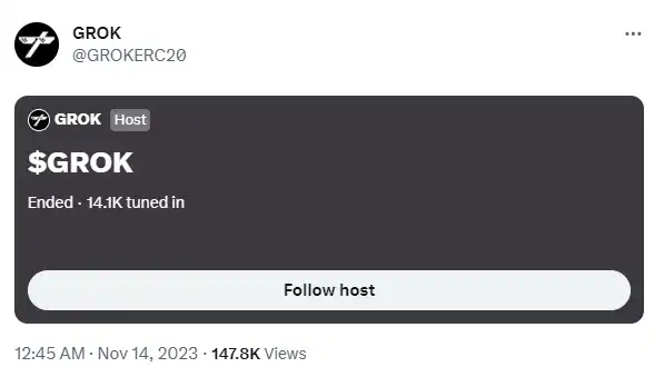 24小时涨幅超80%后，meme币GROK因涉骗局消息遭腰斩
