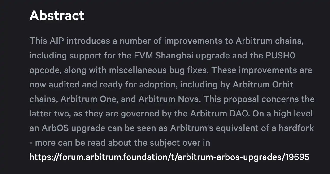 Arbitrum要「硬分叉」？ArbOS V11提案已获得超 99% 投票支持